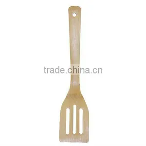 30cm Bend Curve Bamboo Slotted Spatula Bamboo Wood Wooden Kitchen Utensil thumbnail-1