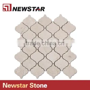 Newstar Crema Beige Arabesque Marble Lantern Brown Stone Tile Backsplash thumbnail-1