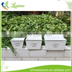 Indoor Funiture and Home Decor White Metal Square-shaped Flower Pots thumbnail-1