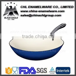 High Quality Smokeless Cast Iron Enamel Coating Wok thumbnail-5