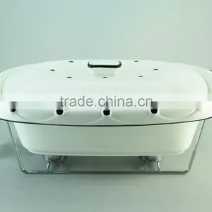 Porcelain Casserole With Chrome Stand thumbnail-2