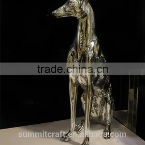 Electroplated Silver Resin Large Sitting Italian Greyhound Statue thumbnail-3