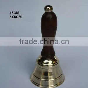 Wooden Handle Brass Bell With Mirror Polish thumbnail-1