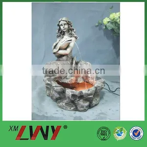 30.5 Incehs High Fiber Resin Garden Mermaid Water Fountain thumbnail-1