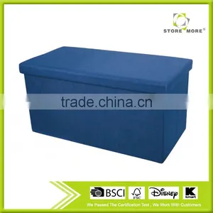 Folding Storage Ottoman Bench With Hard Lid thumbnail-2