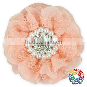 Aqua Chiffon Pearls Center Cheap Wholesale Artificial Flowers thumbnail-4
