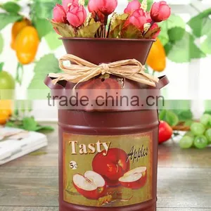 Mini Milk Bucket Style Flower Pot Country Side Metal Flower Planter thumbnail-4
