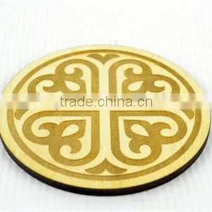 2017 Set of 3 Engraved Wooden Coasters / Wedding Gift Made in China thumbnail-1