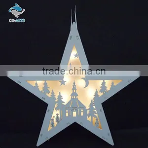 Professional Star Shaped Battery Charge Wooden Lighting Gifts thumbnail-1