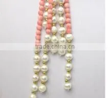 3 Rows 45 Inch 5mm Pink Round Red Original Coral Beads Necklace thumbnail-2