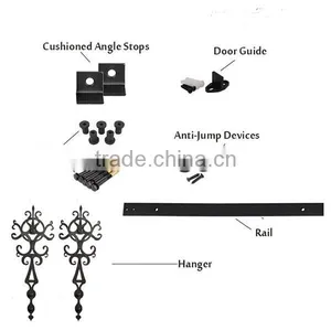High Quality Hot Sale Barn Door Sliding Flat Steel Black Door Roller and Track With Soft Closer thumbnail-2