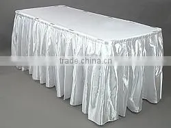 White Satin Table Skirt, Polyester Table Skirting, Table Skirt thumbnail-1