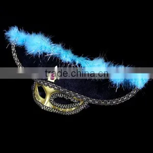 Indian Mask Long Chicken Tail Feather Ball Mask Blue Flower Mask for Sale 2016 thumbnail-5