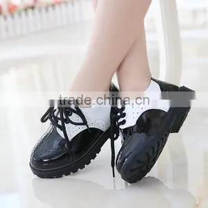 Juqian Custom Best Quality Lace up Leather Black Girl School Shoes 2016 thumbnail-2