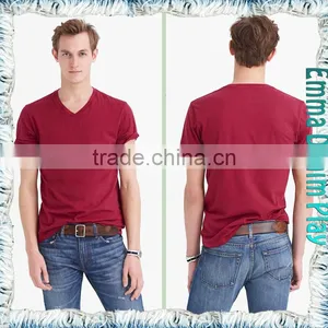 Man's Custom Fitting Wine Dyed Plain V Neck T Shirts thumbnail-3