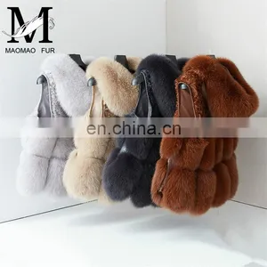 2017 New Fashion Real Fox Fur Geilt High Quality Fur Vest With Hood thumbnail-1