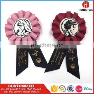Wholesale Handmade Round Woved Satin Award Ribbon Rosette for Festival Celebration thumbnail-5