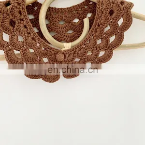2020 Autumn New Ins Baby Girl Two-color Lotus Leaf Collar Wild Hand Hook Collar Female Baby Cotton Crochet Flower Collar thumbnail-5