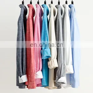 Wholesale Mens Long Sleeve Plus Size Heather Colors Linen Casual Shirts thumbnail-3