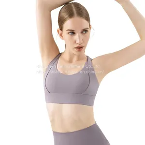 Hot Sale Workout Running Sport Wear Two Piece Set Women Seamless Yoga Leggings High Waisted No Front Seam Yoga Bra thumbnail-2