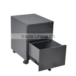 (DL-M1 ) Black 3 Drawer Steel Vertical Mobile File Cabinet With 5 Castors thumbnail-3