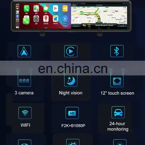 12Inch 4G Car DVR Mirror Android Dashcam WiFi GPS Navigation Dashboard Camera Driving Recorder 1080P Rear View Mirorr Backup Cam thumbnail-4