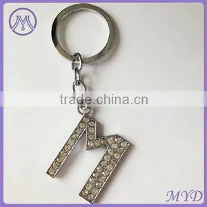 F Letter Metal Key Chain Alphabet Key Ring With Rhinestone Paved thumbnail-3