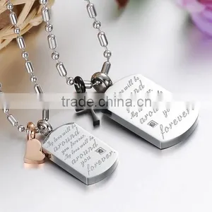 Wholesale Stainless Steel Square Plate With Letter Pendant for Lovers Small MOQ and Mix Order thumbnail-4