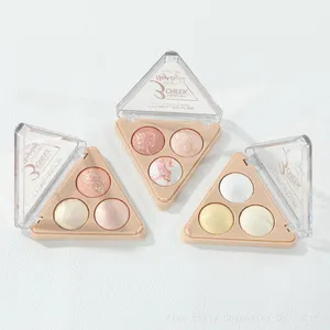 Factory OEM 3 Color Cute Make up Bronze Highlight Makeup Palette Cosmetic Palette Pressed Glitter Eyeshadow La Sombra De Ojos thumbnail-2