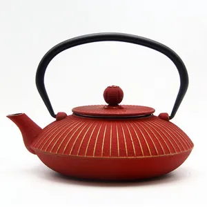 800ml Free Handmade Samovar Cast Red Mini Iron Teapot Cast Iron Kettle Teapot Tea Set Rom Clay Ename thumbnail-1