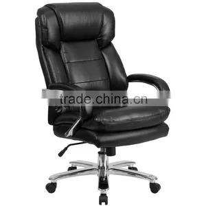 Capacity Black Leather Executive Swivel Chair With Loop Arms thumbnail-1