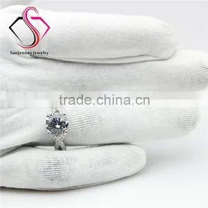 Round Brilliant Cut Forever Classic Moissanite 2CT 8.0mm Center 14k 18k White Yellow Gold Diamond Engagement Ring thumbnail-5