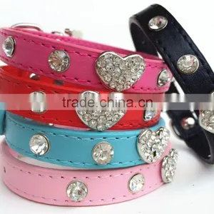 Wholesale Dog Chain Diamond Peach Heart pu Dog Collar thumbnail-3