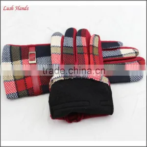 Ladies Cheap Genuine Woolen Top Leather Belt Gloves thumbnail-6