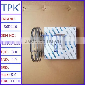 Komatsu S6D114 Piston Ring 1241748H92,6745-31-2010, PC300-7 Engine Piston Ring Set Quality Choice thumbnail-1