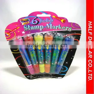 6PCS Stamp Markers/Marker With A Roller Stamp/Rolling Stamp Water Color Marker thumbnail-1