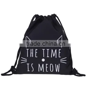 Wholesale Drawstring Bag 3D Printing Cool Black Ground Backpacks For Lady Backpack For Boys And Grls thumbnail-1