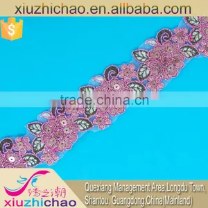 T0105-4A Factory Sale Polyester Sequins Embroidery Lace Trims Dress Decoration thumbnail-5