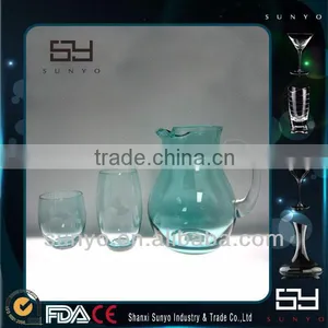 High Quality Colored Glass Jar With Cups/Water Sets thumbnail-1