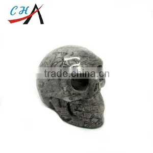 2.0" Black Obsidian Carved Crystal Skull, Realistic thumbnail-3