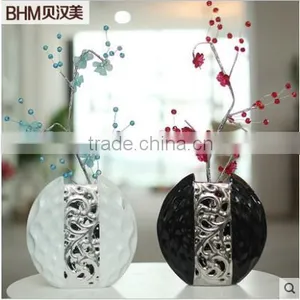 Home Decor Interior Decorating Ceramic Vase Electroplated With Crystal Flower thumbnail-1