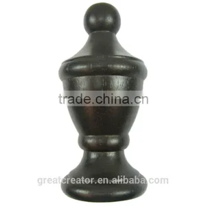 Carved Wood Turn Bed Finials In Dark Wood Finish thumbnail-1