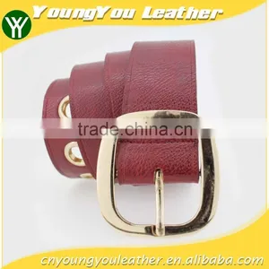 40Mm Women's Fashion Belt With Red pu Leather & Gold Square Buckle in Chinese Factory thumbnail-1