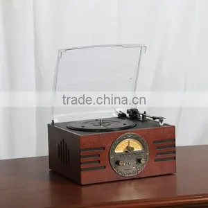 New Arrival Product Retro Wooden Bluetooth Turntable Record Player With Radio thumbnail-3