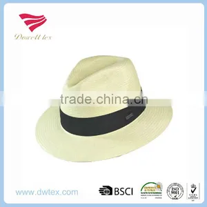 High Quality Natural Material Black Band Woven Paper Straw Hat thumbnail-1