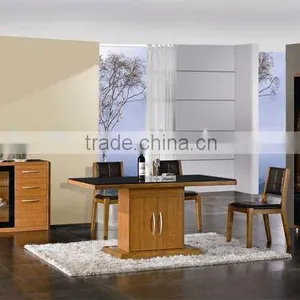 Wooden and Glass Top Dining Room Furniture thumbnail-1