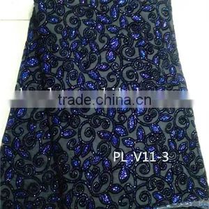 AFRICAN VELVET LACE FABRIC BEST SALE FASHION DESIGN(PL:V11-3) thumbnail-1