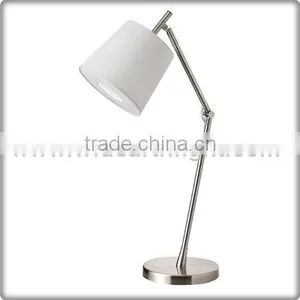 UL Listed Brushed Nickel Base Desk Lighting With White Glass Shade And Adjustable Arm T50011 thumbnail-1