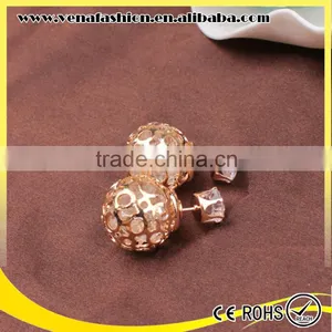 Double Faced Handmade Crystal Earring, Crystal Ball Earrings Quality Choice thumbnail-5