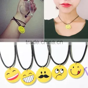 Wholesale IN STOCK 2016 New Emoji Smile Leather Necklace for Best Friends Quality Choice thumbnail-2